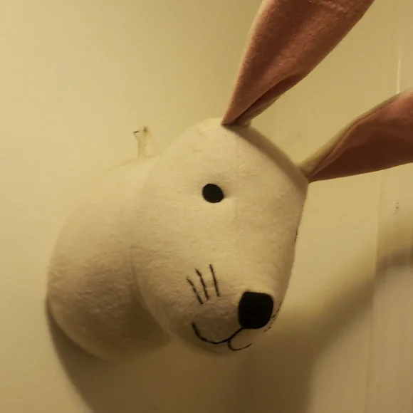 White Rabbit Plush Heads Wall Decor x2